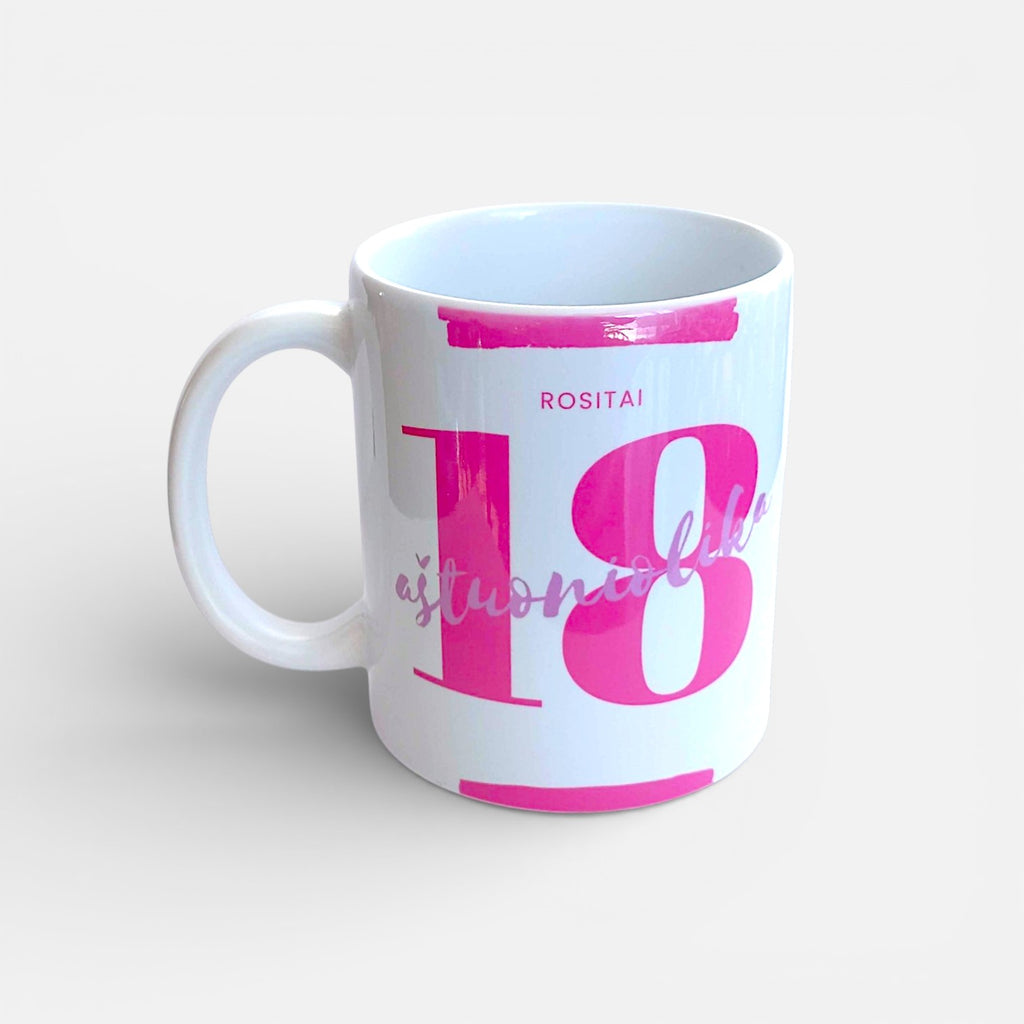Personalized mug "18" - a name mug for the 18th birthday