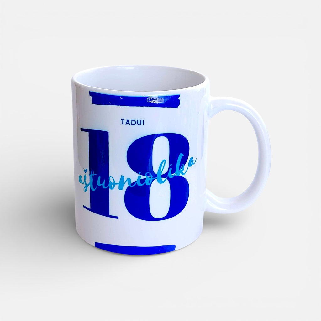 Personalized mug "18" - a name mug for the 18th birthday