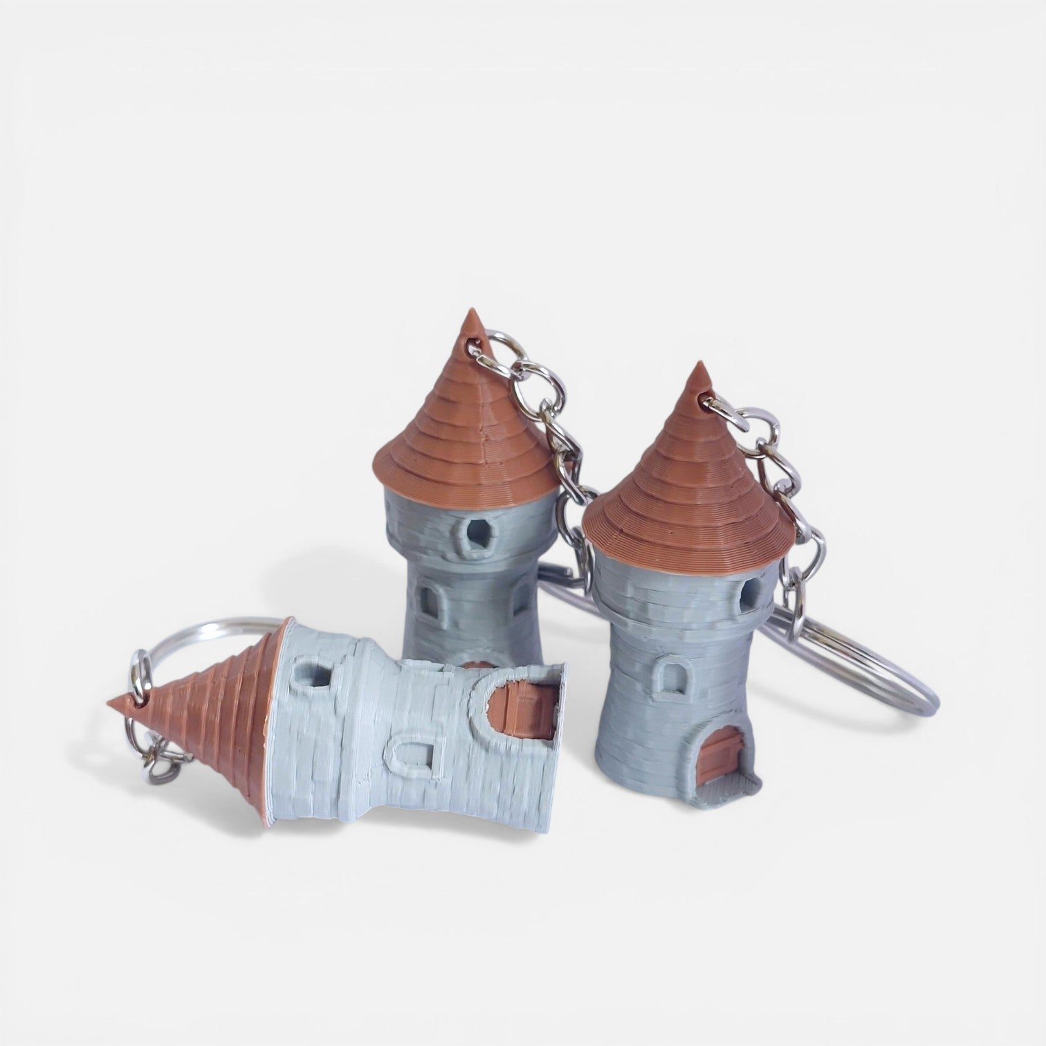 Castle tower pendant, 3D mini tower for keys