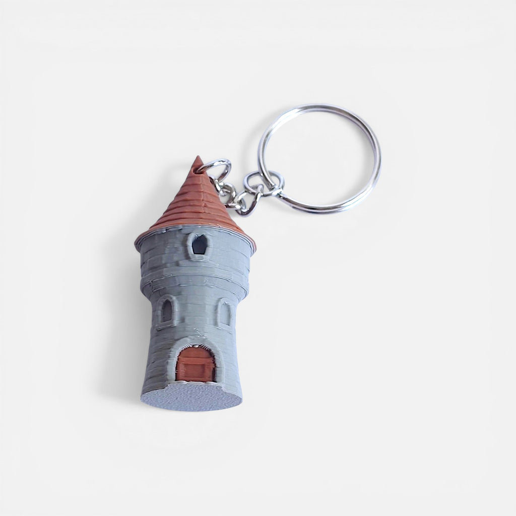 Castle tower pendant, 3D mini tower for keys
